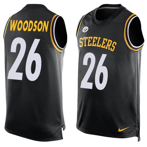 Men's Limited Rod Woodson Nike Jersey Black - #26 Player Name & Number Tank Top NFL Pittsburgh Steelers